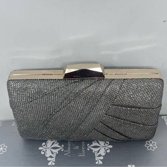 Jessica McClintock Metallic Textured Clutch Evening Bag No Strap New Vintage - Picture 1 of 14